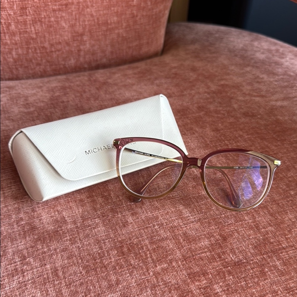 Michael Kors Women's Pink and Gold Ombré Glasses Frames with Original Case